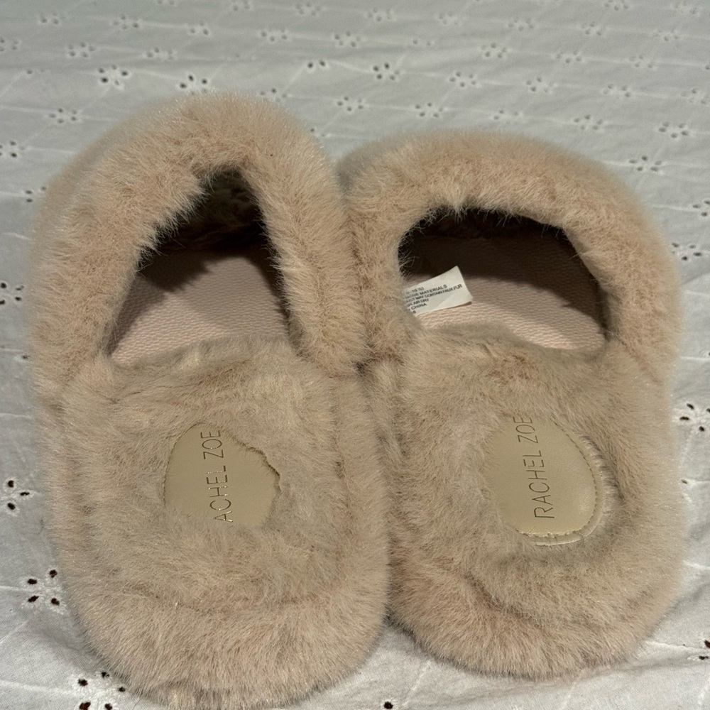 Rachel Zoe Faux Fur Slide Slippers Beige‎ Women’s XL 9.5–10.5 Cozy - Picture 3 of 4